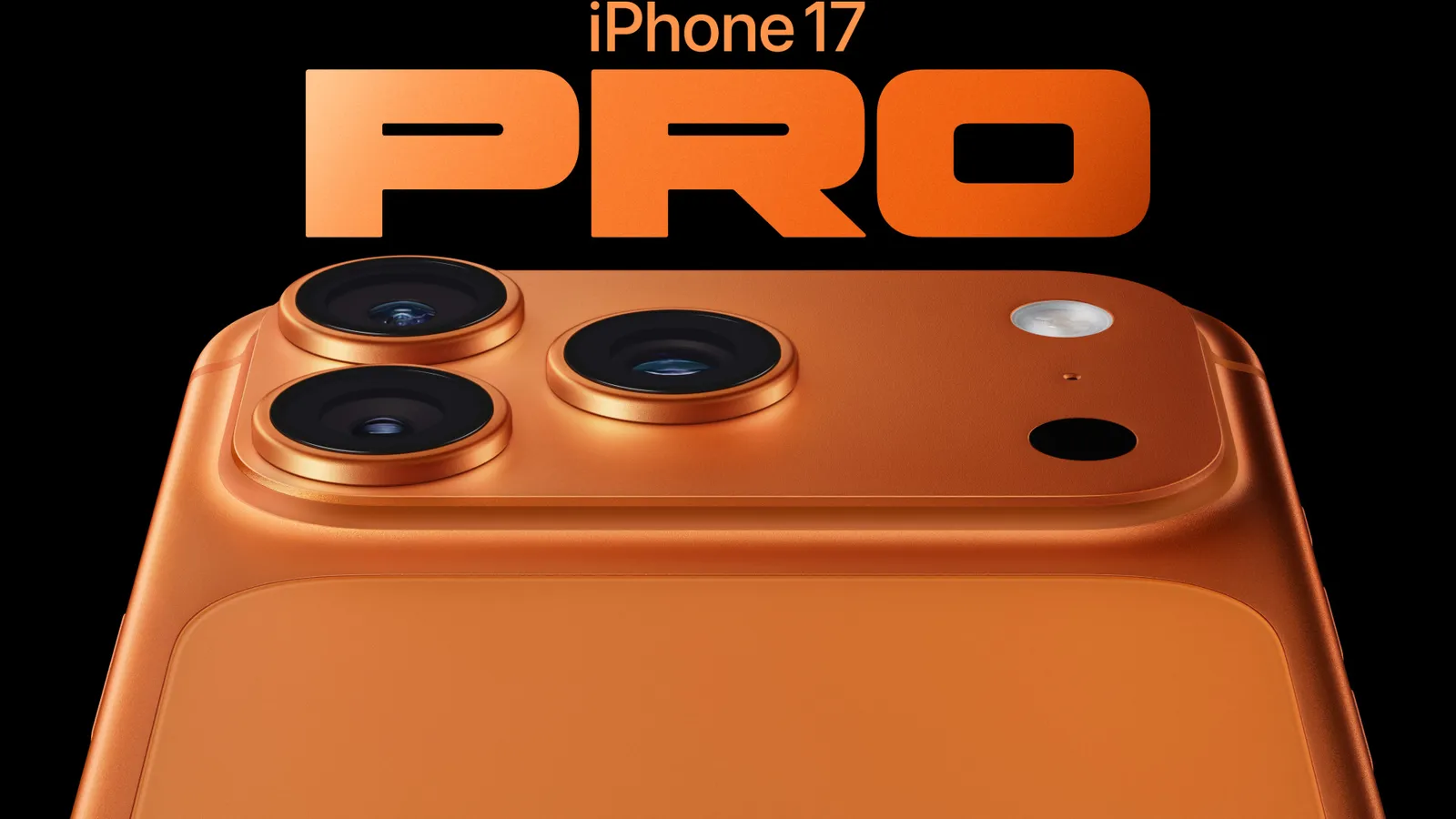 El módulo de cámaras del iPhone 17 Pro en naranja cósmico, en primer plano.